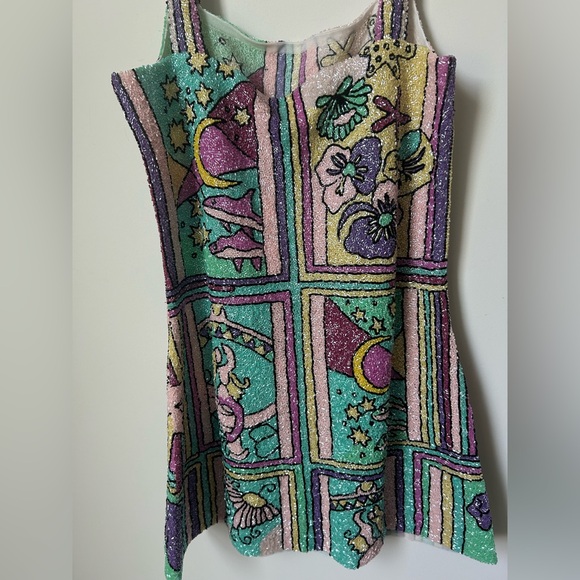 Viral Oceanus Talia Hand Beaded Pastel Mini Dress - Picture 7 of 9